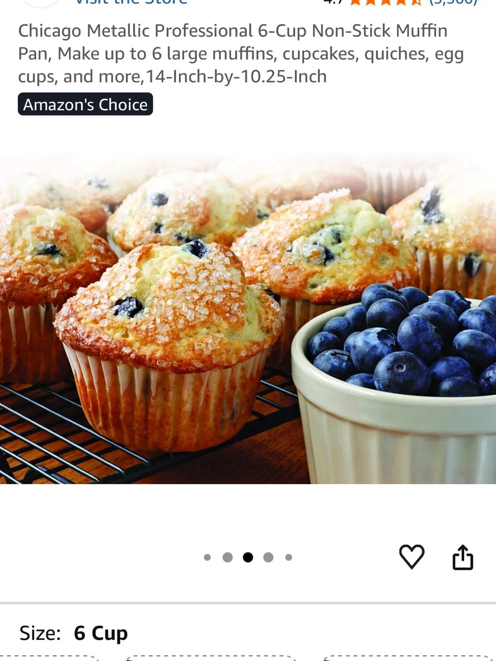 6-Cup Non-Stick Muffin Pan - Gray